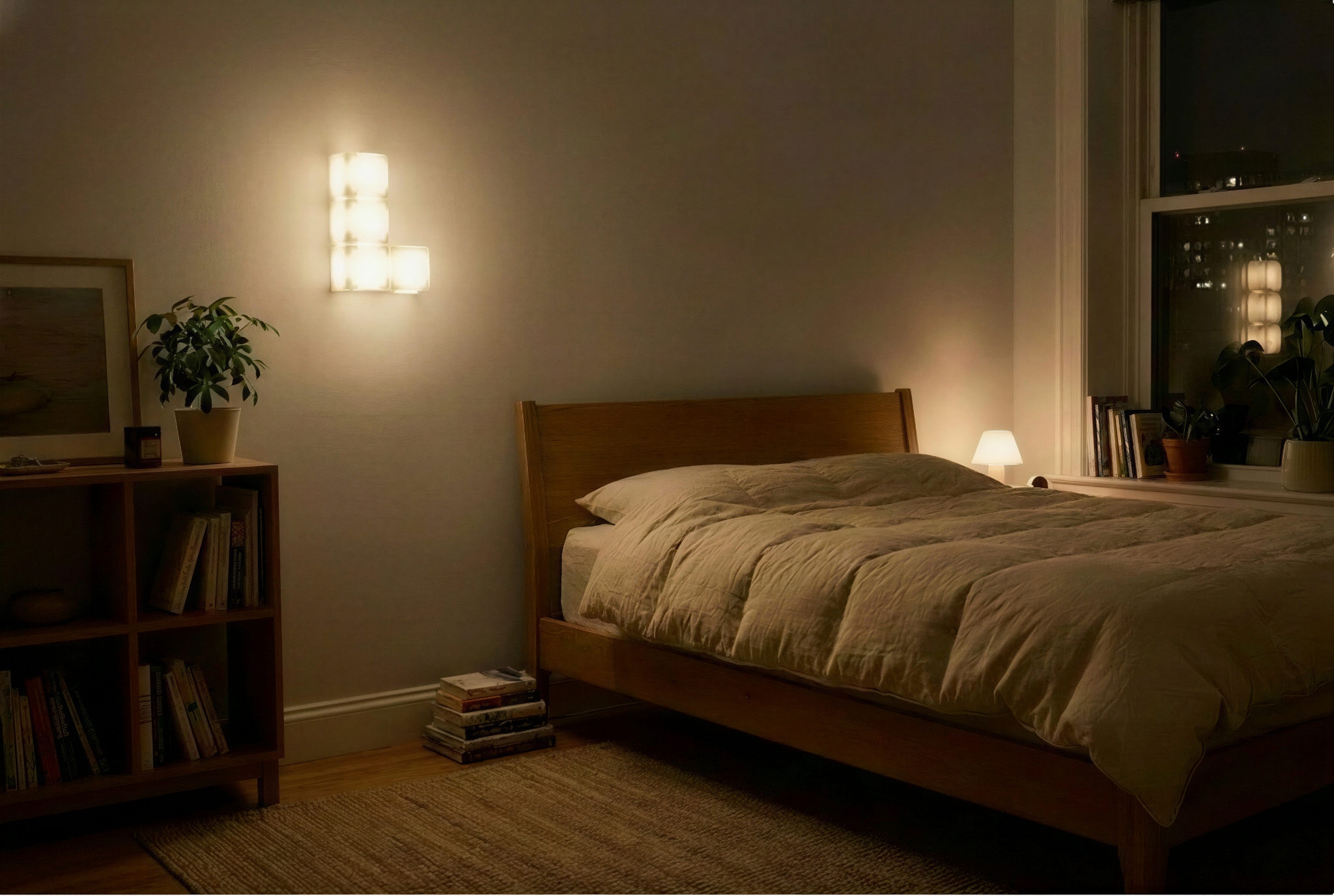 Kyub lighting in a cozy bedroom