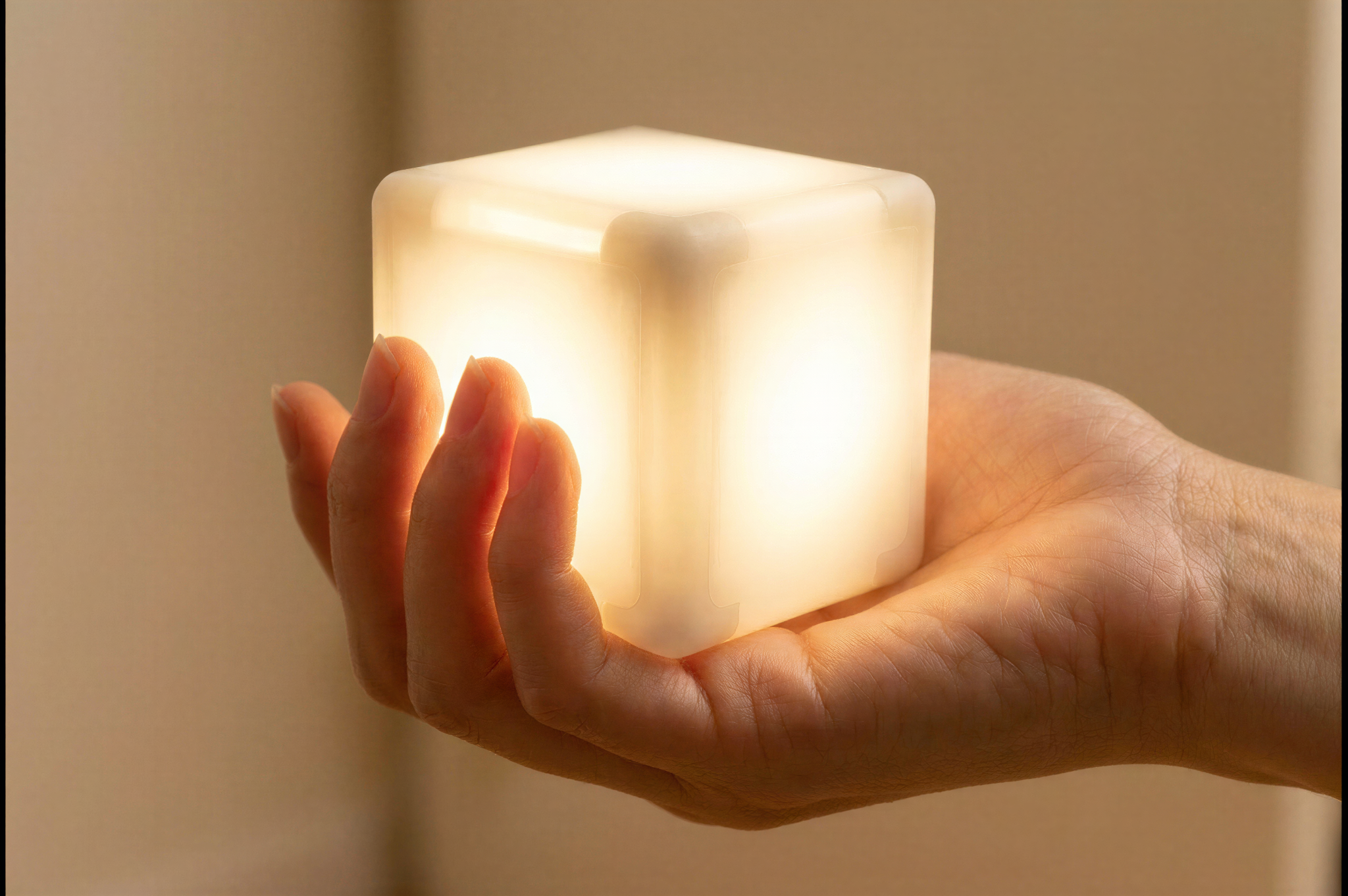 Kyub cube held in one hand